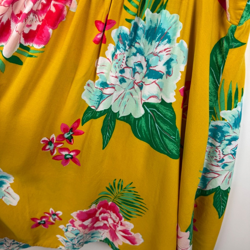 Old Navy Womens Floral Sundress Sz XXL Yellow Sleeveless Summer Tropical Beachy - Picture 4 of 12